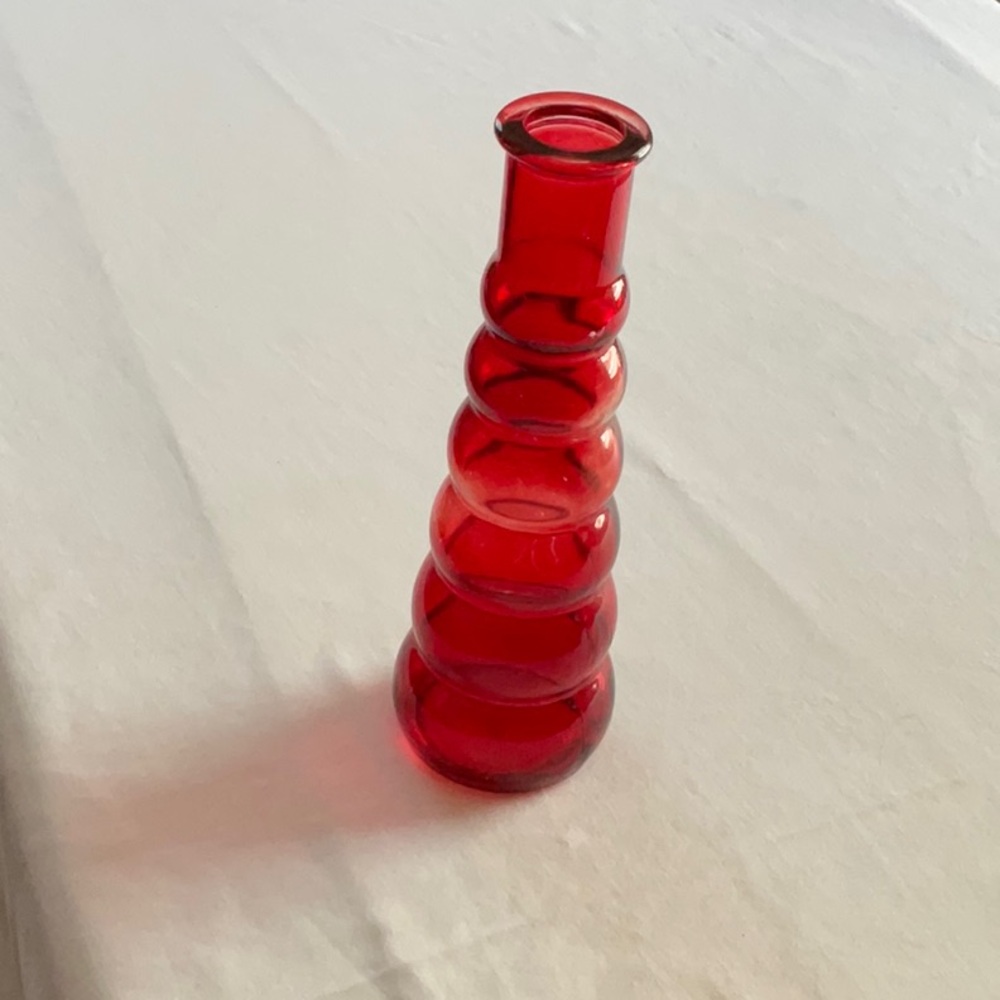 Red Glass Bud Vase Bubble Glass
